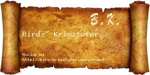 Biró Krisztofer névjegykártya