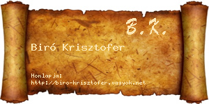 Biró Krisztofer névjegykártya